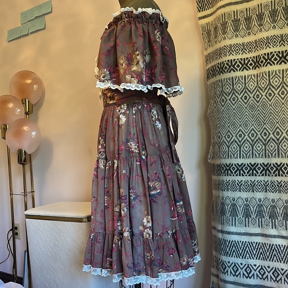 Vintage Gunne Sax A-Line Cotton-Blend Dress Cottagecore/Prairie - Picture 9 of 13